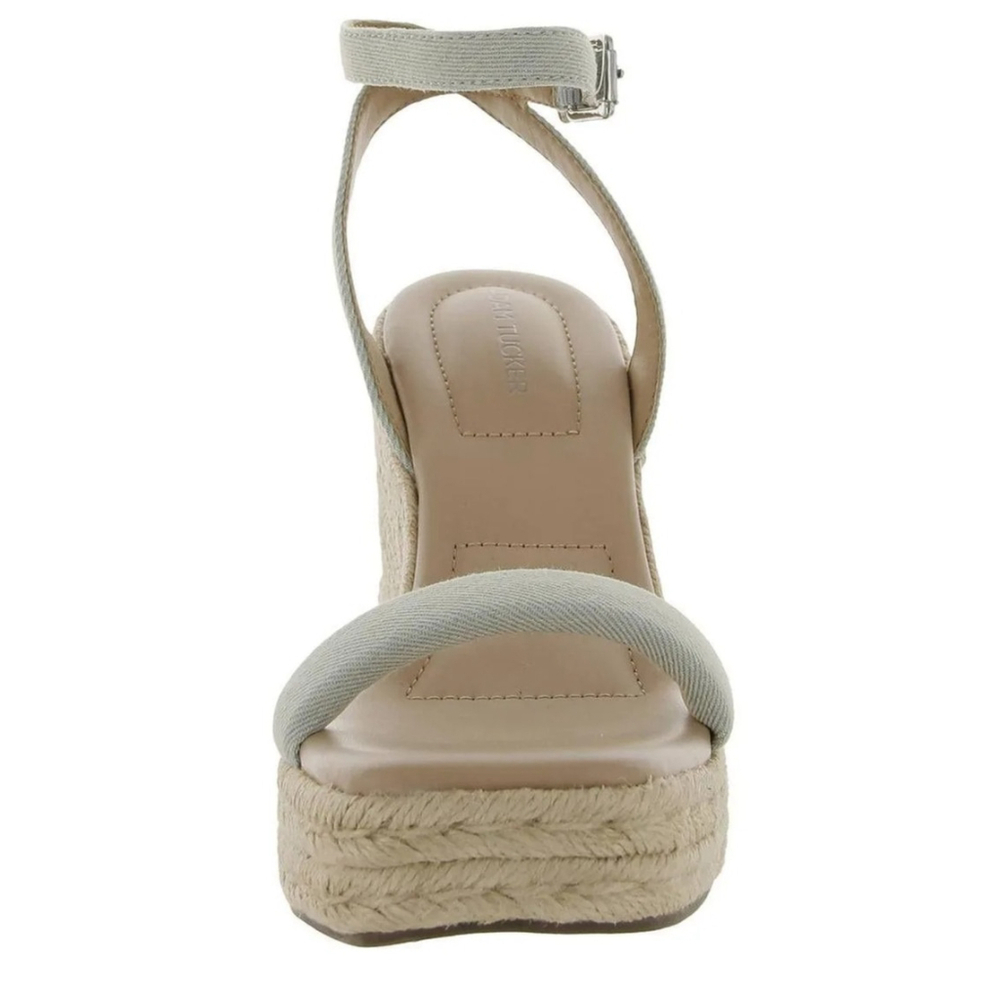 Women's Padded Light Blue Denim Wedge Espadrille Platform Sandals 9.5 M - Picture 3 of 9